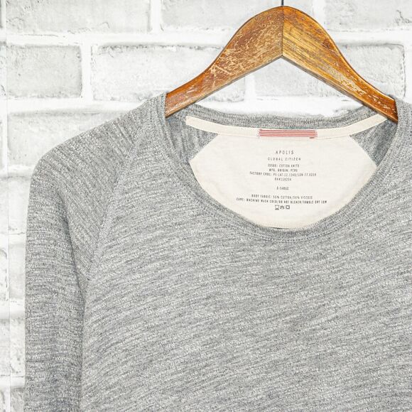 APOLIS Men's Crew Neck Pullover Sweatshirt tee heather Gray XL - Picture 4 of 6